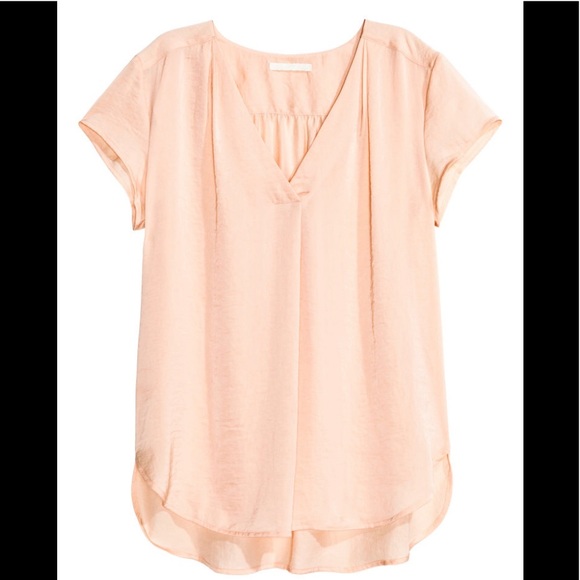 H&M Pink Flowy Short Sleeve Blouse Sz 12 - Picture 2 of 8